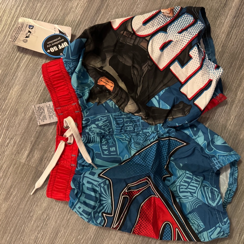 DC Comics Kids Swim Trunks - Blue and Red
